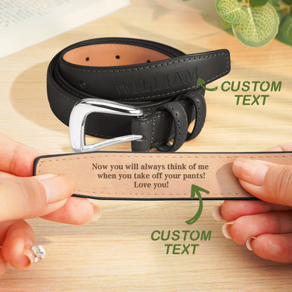 Personalized Men's PU Leather Belt with Engraved Text Birthday Anniversary Gift for Him