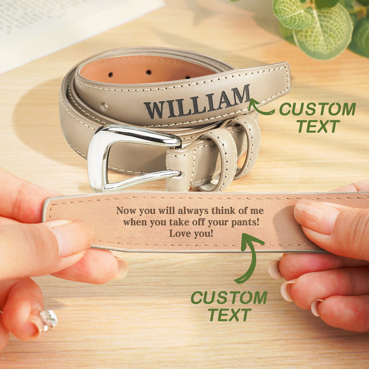 Personalized Men's PU Leather Belt with Engraved Text Birthday Anniversary Gift for Him