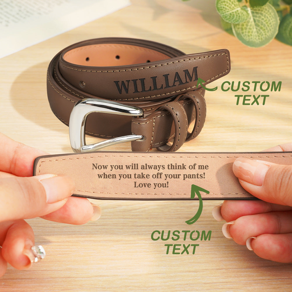 Personalized Men's PU Leather Belt with Engraved Text Birthday Anniversary Gift for Him