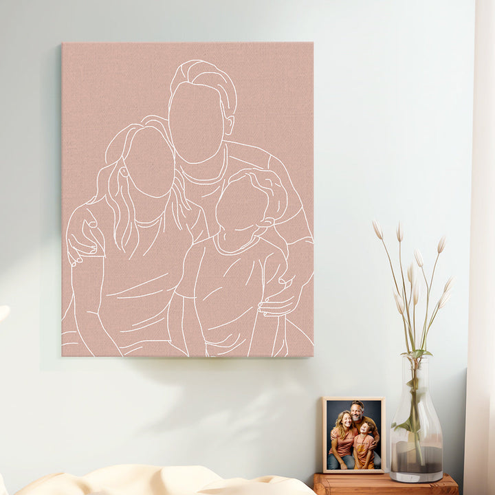 Custom Line Art Photo Portrait Canvas GIfts for Him, Her