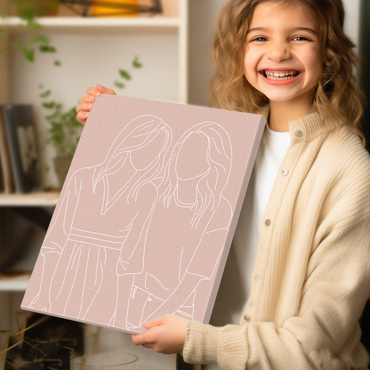 Custom Line Art Photo Portrait Canvas GIfts for Him, Her