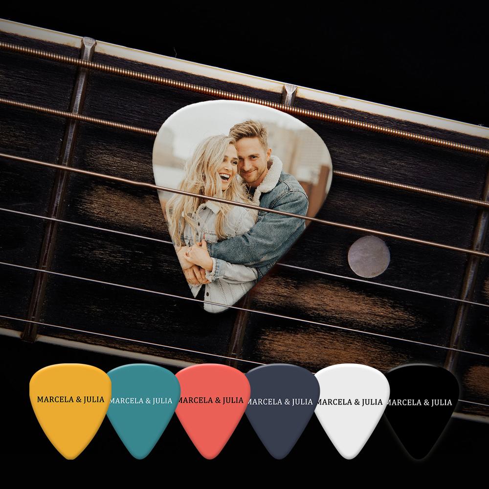 Custom Text Guitar Pick, Engraved Double-Sided Printed with Photo Guitar Pick Gifts 12Pcs With Free Pick Case