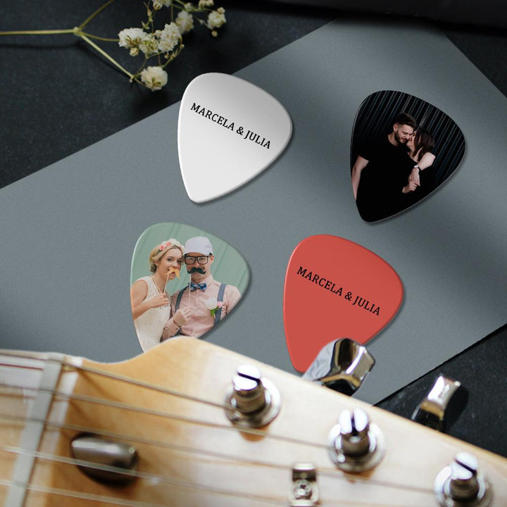 Custom Text Guitar Pick, Engraved Double-Sided Printed with Photo Guitar Pick Gifts 12Pcs With Free Pick Case