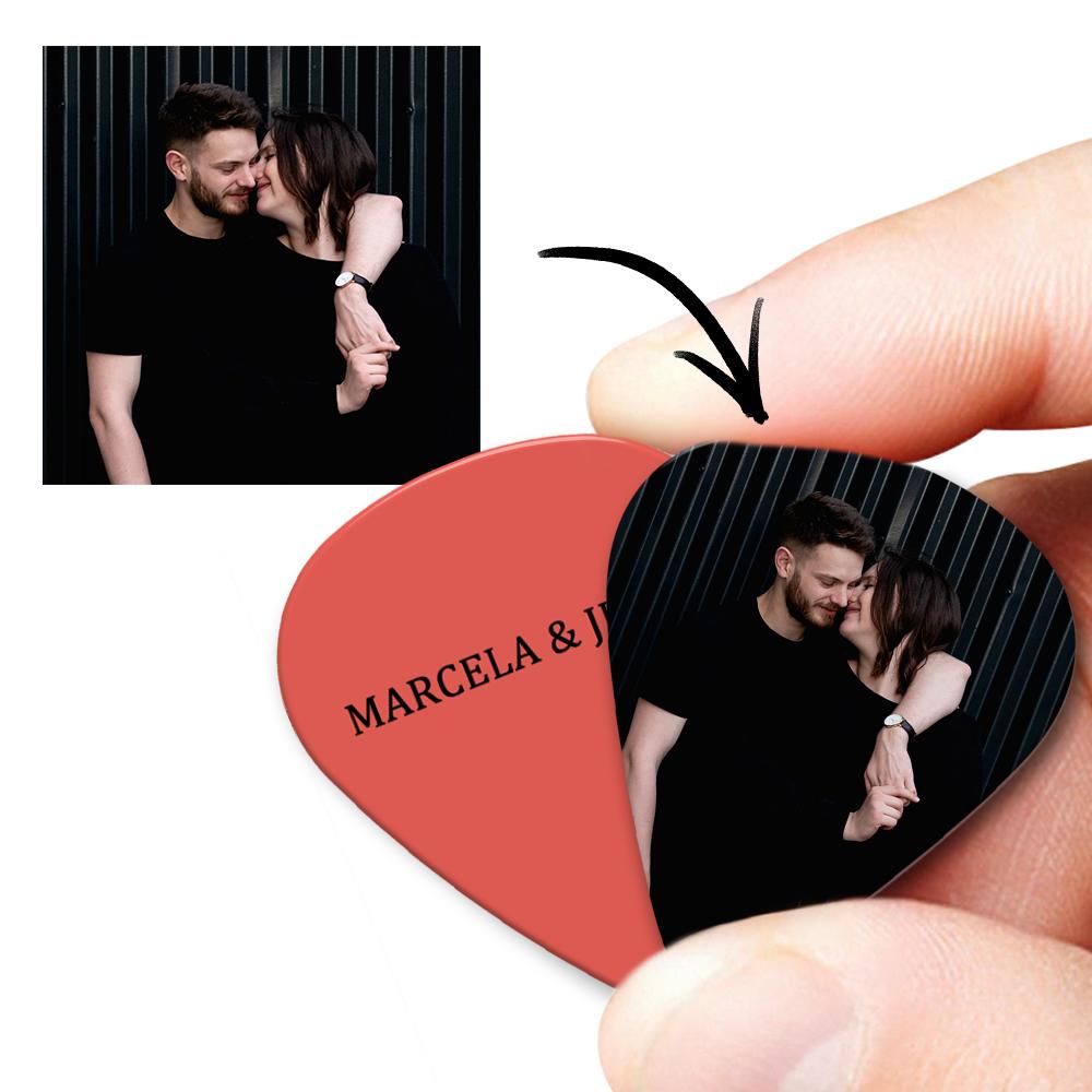 Custom Text Guitar Pick, Engraved Double-Sided Printed with Photo Guitar Pick Gifts 12Pcs With Free Pick Case