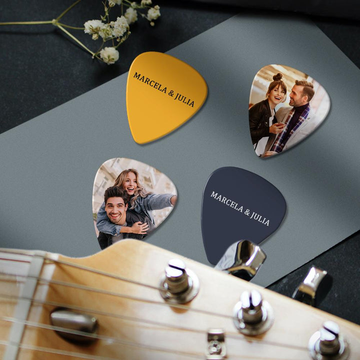 Custom Text Guitar Pick, Engraved Double-Sided Printed with Photo Guitar Pick Gifts 12Pcs With Free Pick Case