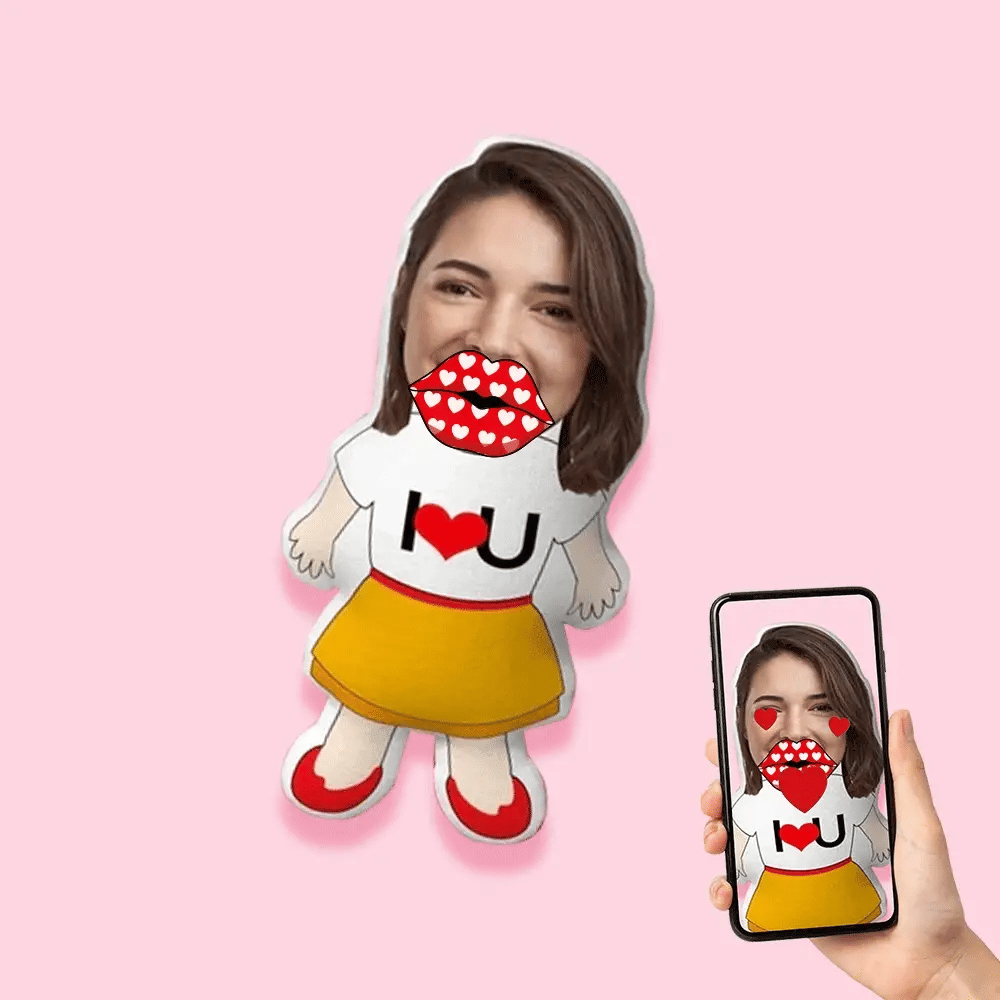 Personalized I LOVE U Minime Pillow Custom Face Pillow with Body