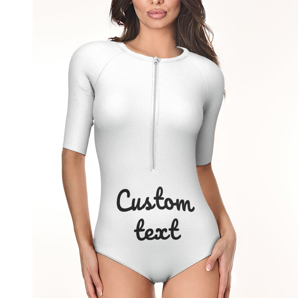 Custom Swimsuit One Piece Swimwear Personalized Half Sleeve Swimsuit