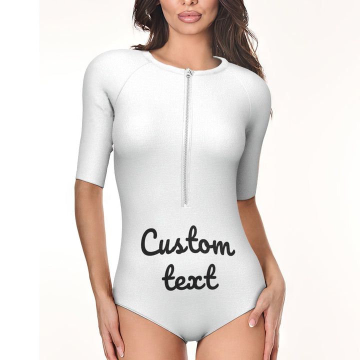 Custom Swimsuit One Piece Swimwear Personalized Half Sleeve Swimsuit