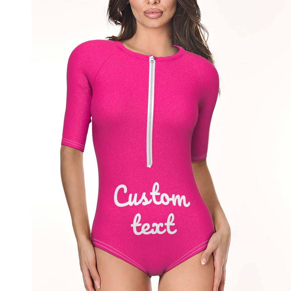 Custom Swimsuit One Piece Swimwear Personalized Half Sleeve Swimsuit