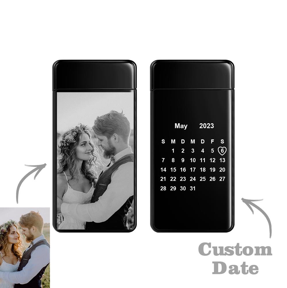 Custom Photo Lighter Engraved Calendar Lighter Valentine's Gift For Lovers