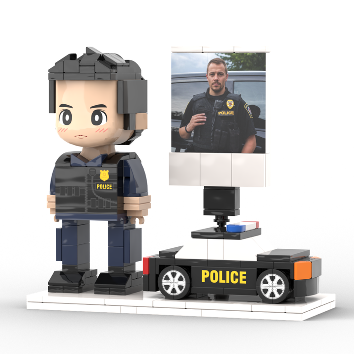 Full Body Customized Police Theme Figure with Photo – 1-Person Police Figure, Unique Birthday Gift, Father’s Day Gift for Police Officers