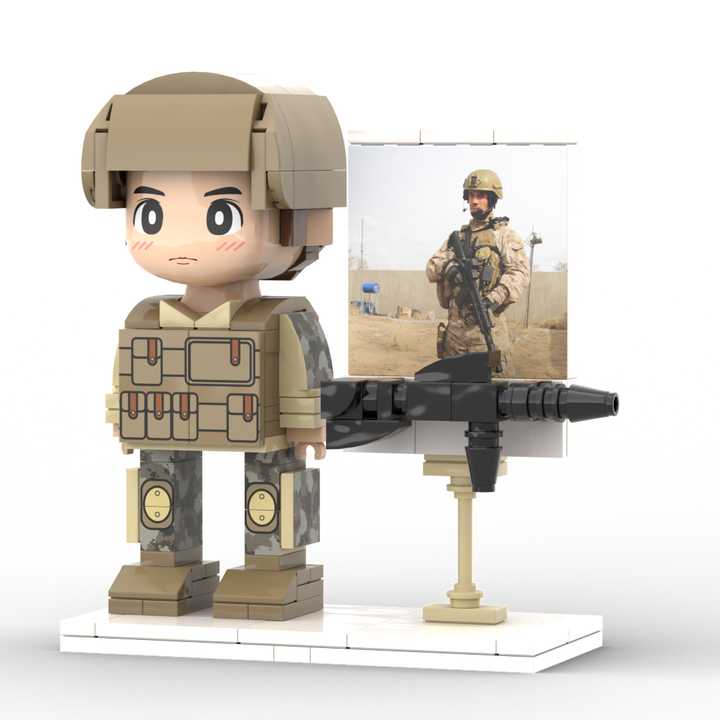 Full Body Customized 1 Person Brick Figures with Photo Soldier Theme Gift Birthday Gift Valentines Gift Father's Day Gift