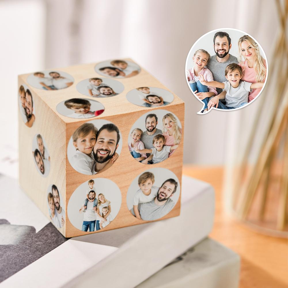 Custom Multi-Photo Wooden Cube – Capture Beautiful Memories Personalized Christmas Gift