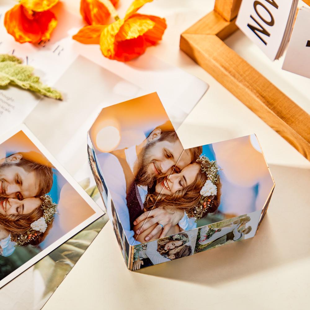 Magic Cube Multiphoto Heart-Shaped Cube Personalized Folding Picture Cube Photo Frame Valentine's Day Gifts