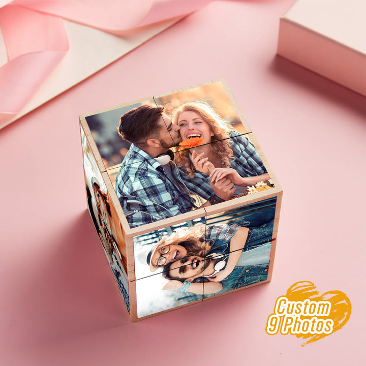 Personalized Magic Cube Photo Wooden Cube Home Ornament Cube Gift for Valentines