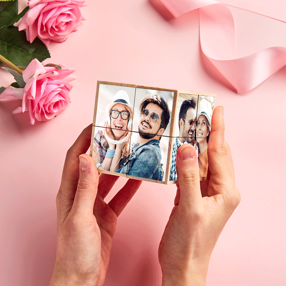 Personalized Magic Cube Photo Wooden Cube Home Ornament Cube Gift for Valentines