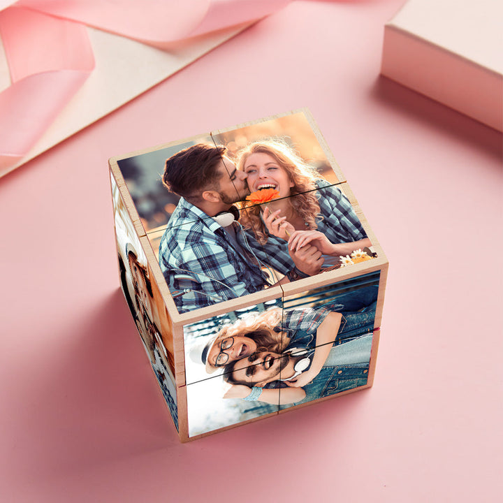 Personalized Magic Cube Photo Wooden Cube Home Ornament Cube Gift for Valentines