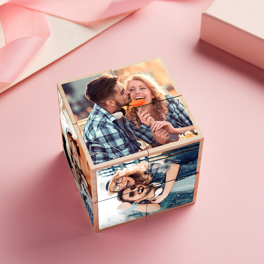 Personalized Magic Cube Photo Wooden Cube Home Ornament Cube Gift for Valentines