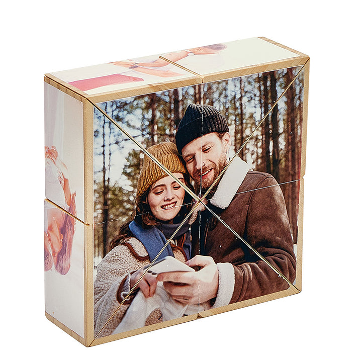 Custom Calendar Multi-Photo Wooden Cube – Celebrate Happy Moments Personalized Christmas Gift