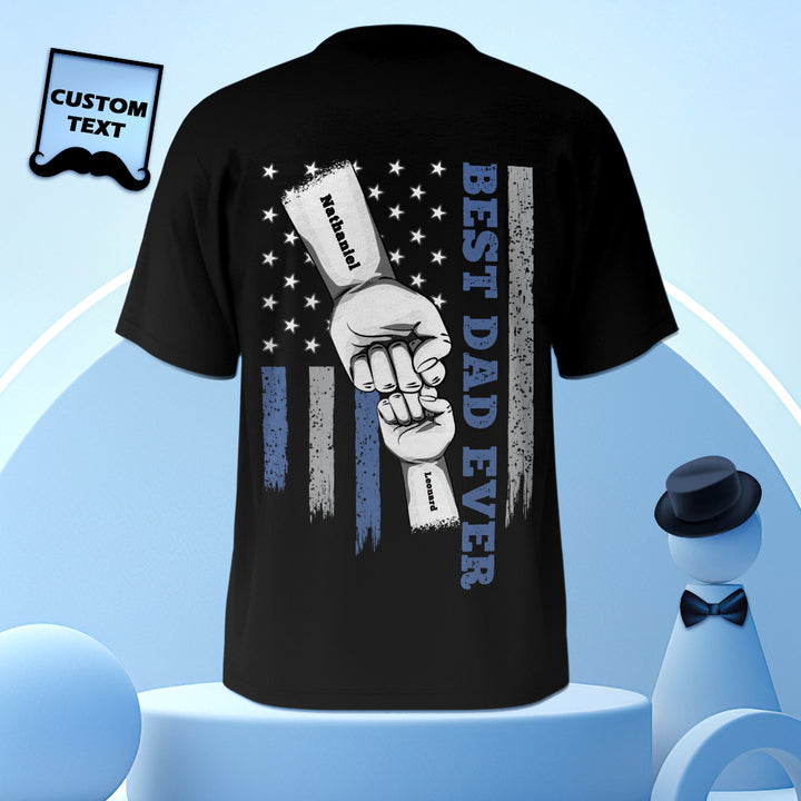 Personalized Fist Bump T-Shirt Custom Engraved Back Printed T-Shirt Father's Day Gift