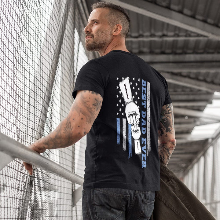 Personalized Fist Bump T-Shirt Custom Engraved Back Printed T-Shirt Father's Day Gift