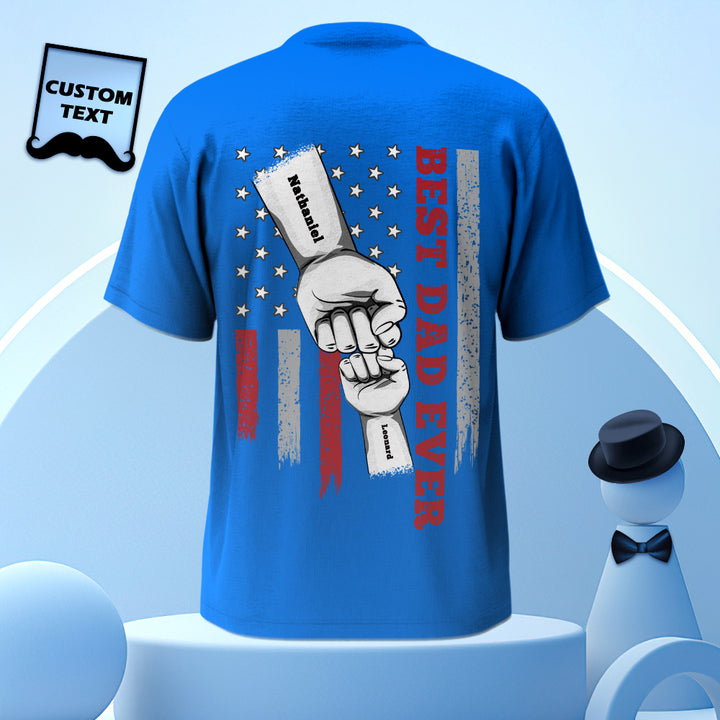 Personalized Fist Bump T-Shirt Custom Engraved Back Printed T-Shirt Father's Day Gift