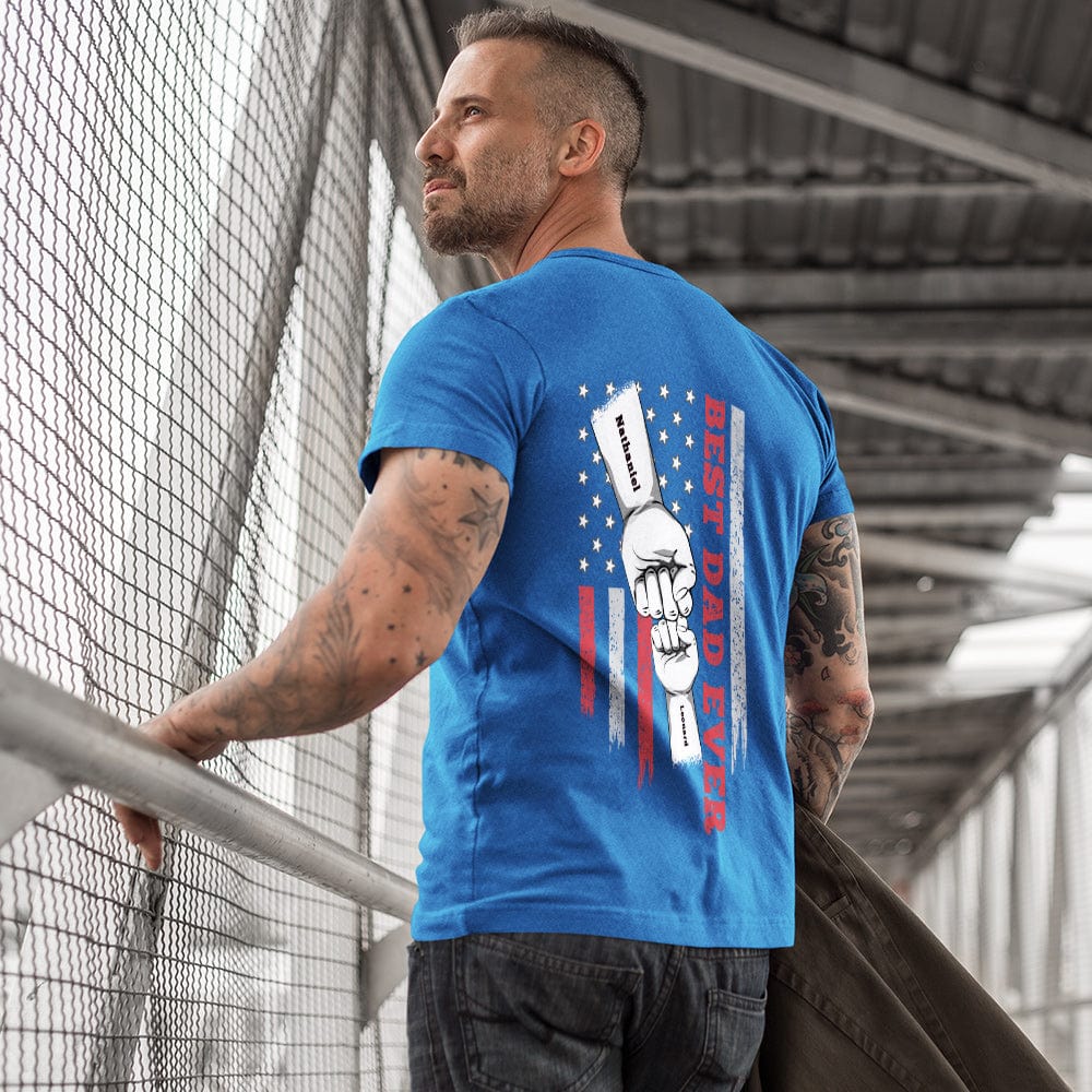 Personalized Fist Bump T-Shirt Custom Engraved Back Printed T-Shirt Father's Day Gift