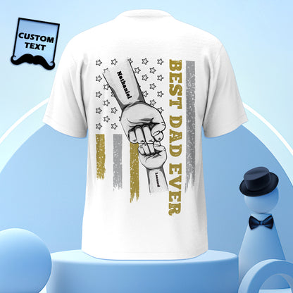 Personalized Fist Bump T-Shirt Custom Engraved Back Printed T-Shirt Father's Day Gift