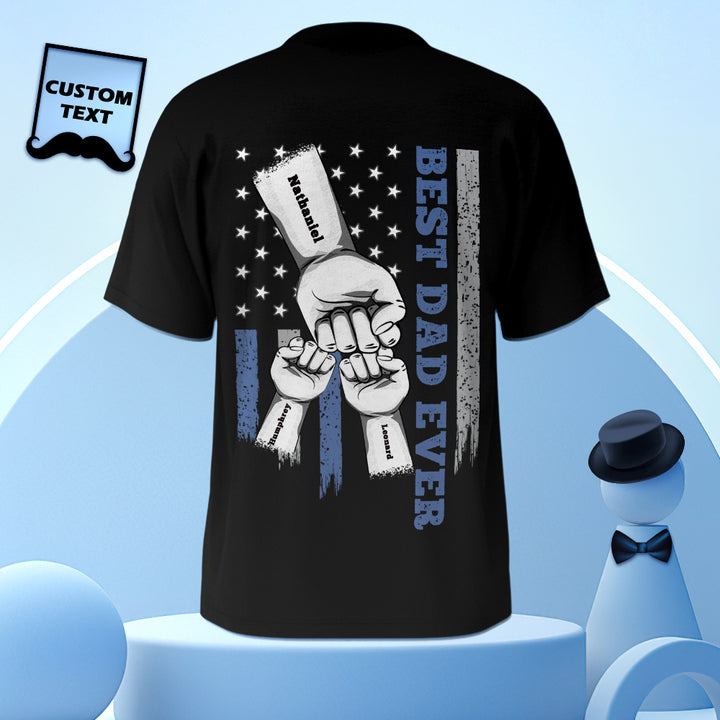 Personalized Fist Bump T-Shirt Custom Engraved Back Printed T-Shirt Father's Day Gift