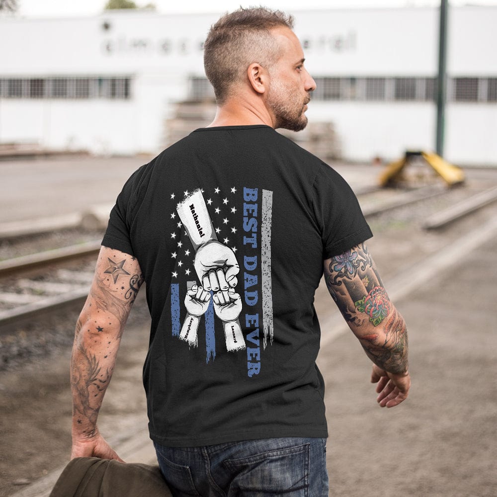 Personalized Fist Bump T-Shirt Custom Engraved Back Printed T-Shirt Father's Day Gift