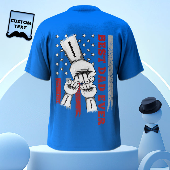 Personalized Fist Bump T-Shirt Custom Engraved Back Printed T-Shirt Father's Day Gift