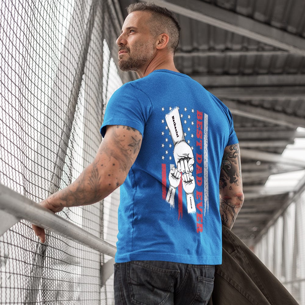 Personalized Fist Bump T-Shirt Custom Engraved Back Printed T-Shirt Father's Day Gift