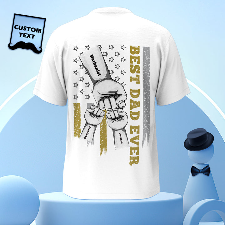 Personalized Fist Bump T-Shirt Custom Engraved Back Printed T-Shirt Father's Day Gift
