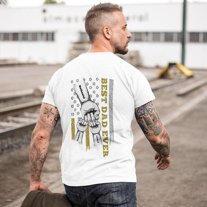 Personalized Fist Bump T-Shirt Custom Engraved Back Printed T-Shirt Father's Day Gift
