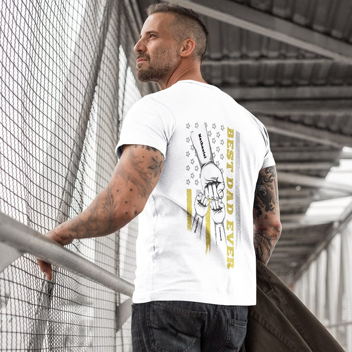 Personalized Fist Bump T-Shirt Custom Engraved Back Printed T-Shirt Father's Day Gift