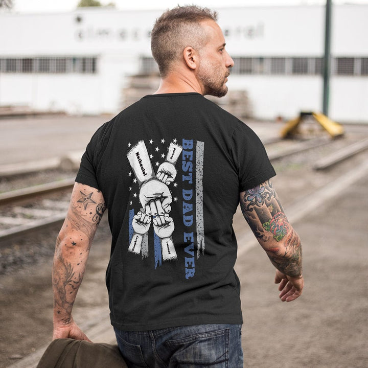 Personalized Fist Bump T-Shirt Custom Engraved Back Printed T-Shirt Father's Day Gift