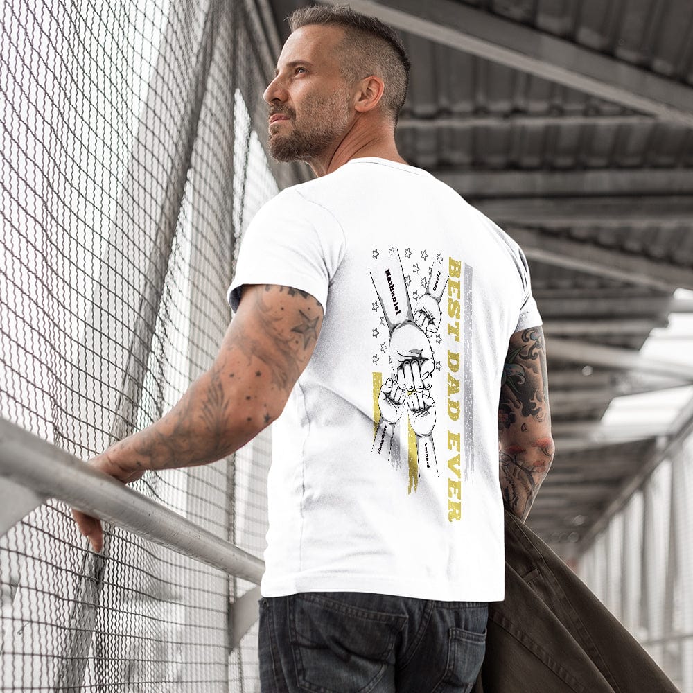 Personalized Fist Bump T-Shirt Custom Engraved Back Printed T-Shirt Father's Day Gift