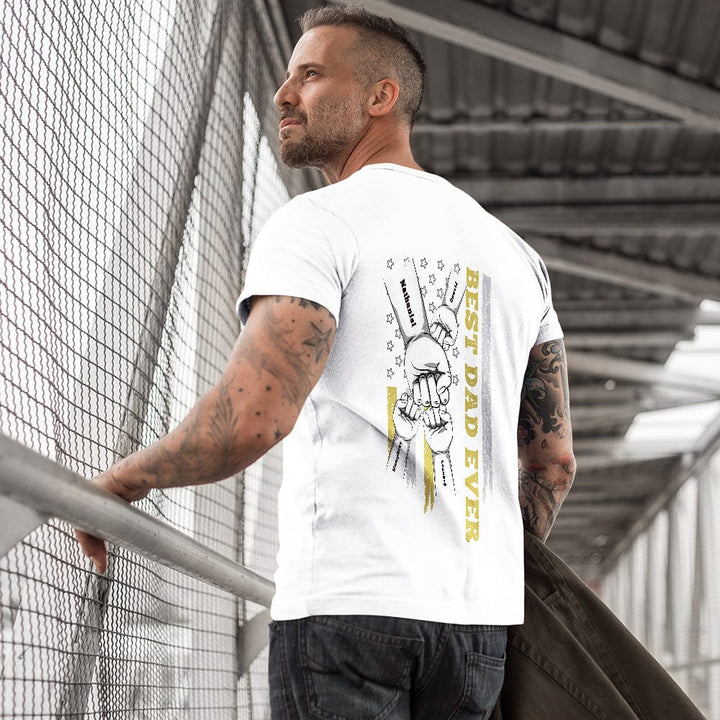 Personalized Fist Bump T-Shirt Custom Engraved Back Printed T-Shirt Father's Day Gift