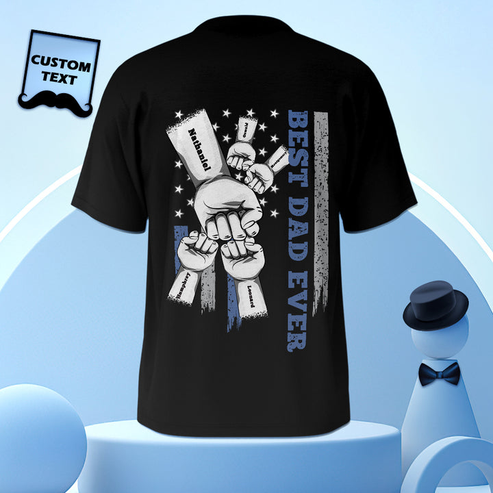 Personalized Fist Bump T-Shirt Custom Engraved Back Printed T-Shirt Father's Day Gift