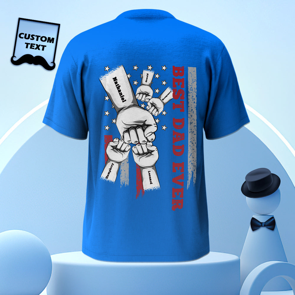 Personalized Fist Bump T-Shirt Custom Engraved Back Printed T-Shirt Father's Day Gift