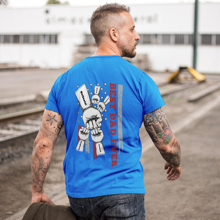 Personalized Fist Bump T-Shirt Custom Engraved Back Printed T-Shirt Father's Day Gift