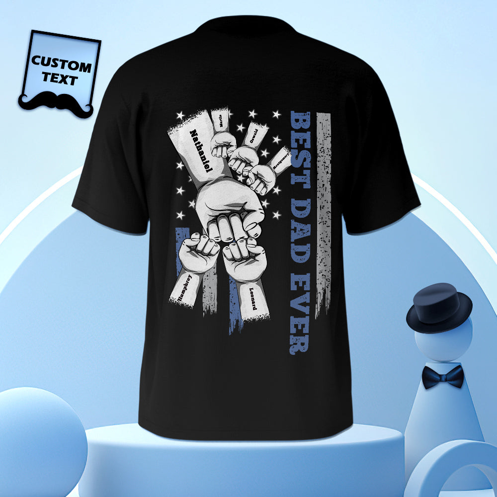 Personalized Fist Bump T-Shirt Custom Engraved Back Printed T-Shirt Father's Day Gift