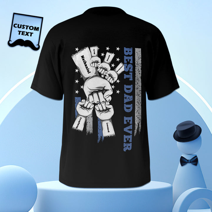 Personalized Fist Bump T-Shirt Custom Engraved Back Printed T-Shirt Father's Day Gift
