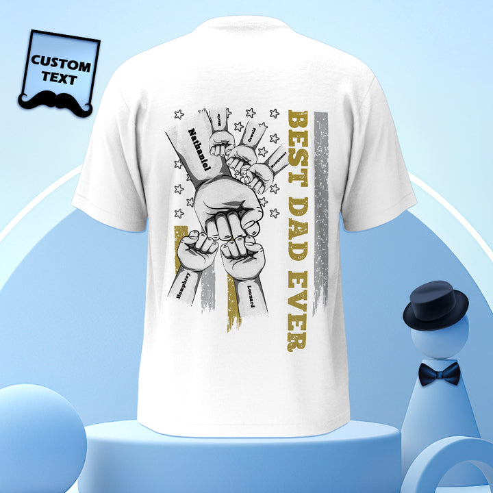 Personalized Fist Bump T-Shirt Custom Engraved Back Printed T-Shirt Father's Day Gift