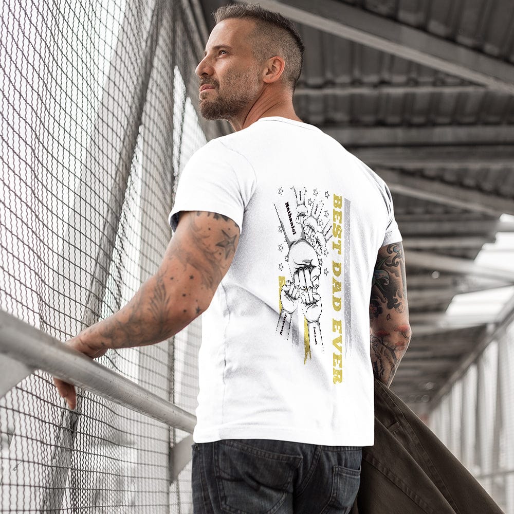 Personalized Fist Bump T-Shirt Custom Engraved Back Printed T-Shirt Father's Day Gift