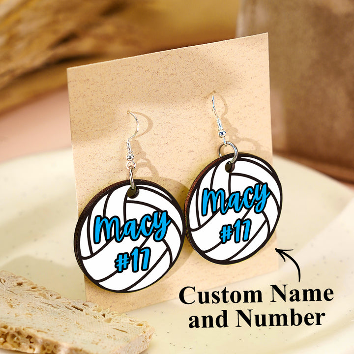 Personalized Volleyball Earrings with Name and Number Earrings Gift for Volleyball Lover
