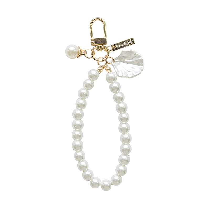 White Pearl Charm Keychain Bag Decor Accessory