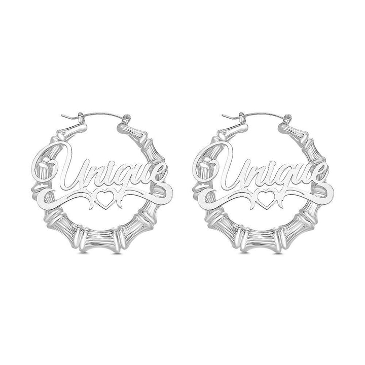 Custom Name Earrings Stainless Steel Big Circle Bamboo Earrings