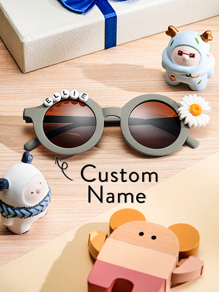 Personalized Kids Daisy Sunglasses – Custom Name Retro Floral Shades for Girls