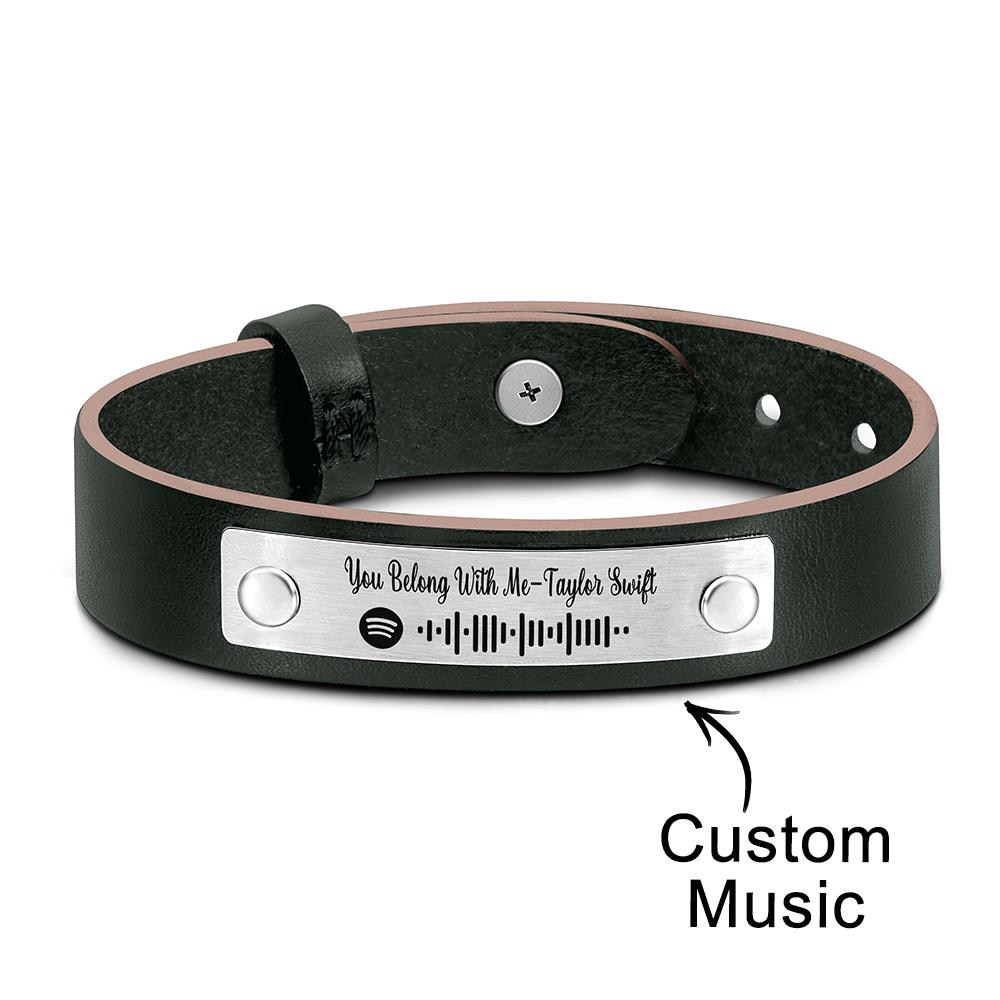 Custom Soundwaves Bracelet Leather Creative Music Gifts